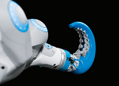 Festo is pioneering soft grippers for use on lightweight robots that work along with humans. The OctopusGripper has a pneumatically controlled soft silicone structure with vacuum-based holding force.