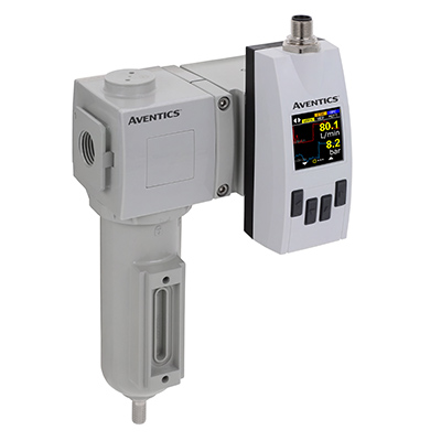 The AVENTICS Series 652/653 airflow sensor, available with filter (above) or piped version (below, provides clear, actionable insights like no other sensor in the industry.