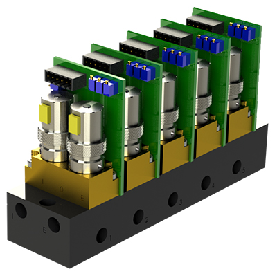 Manifold, DIN rail and panel mounting are valuable options for many applications. Units like the durable MM closed-loop valve offer electronic control of pressure and provide flexibility with mounting and accurate, repeatable, customizable pressure control from vacuum through 175 psig. Image courtesy of Proportion-Air